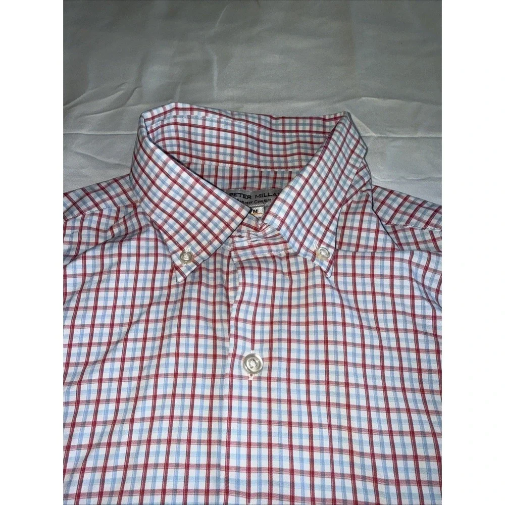 Peter Millar Summer Comfort Men's Medium Long Sleeve Plaid Button Up Collared